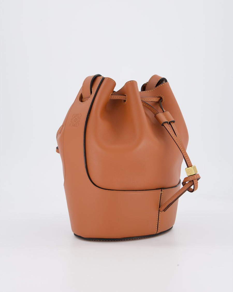 Loewe Balloon Bucket Bag in Brown Calfskin Leather with Gold Hardware