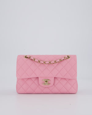 Chanel 23/P Bubblegum Pink Classic Small Double Flap Bag in Caviar Leather with Gold Hardware