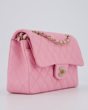Chanel 23/P Bubblegum Pink Classic Small Double Flap Bag in Caviar Leather with Gold Hardware