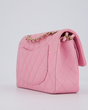 Chanel 23/P Bubblegum Pink Classic Small Double Flap Bag in Caviar Leather with Gold Hardware