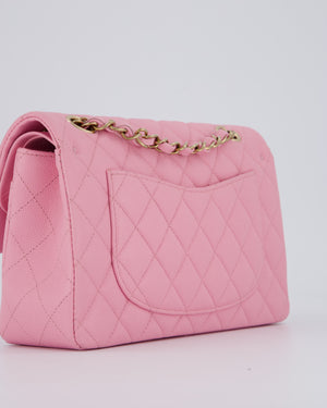 Chanel 23/P Bubblegum Pink Classic Small Double Flap Bag in Caviar Leather with Gold Hardware