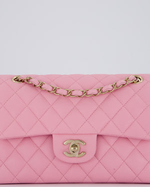 Chanel 23/P Bubblegum Pink Classic Small Double Flap Bag in Caviar Leather with Gold Hardware