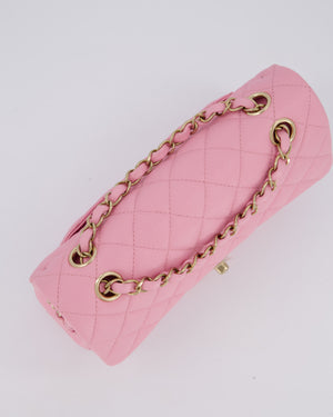 Chanel 23/P Bubblegum Pink Classic Small Double Flap Bag in Caviar Leather with Gold Hardware