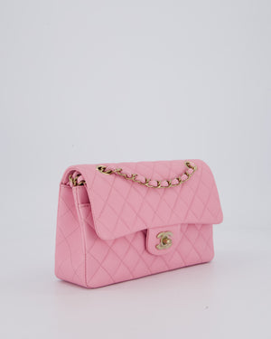 Chanel 23/P Bubblegum Pink Classic Small Double Flap Bag in Caviar Leather with Gold Hardware