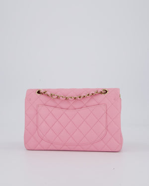 Chanel 23/P Bubblegum Pink Classic Small Double Flap Bag in Caviar Leather with Gold Hardware
