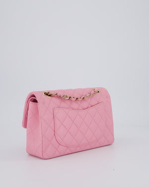Chanel 23/P Bubblegum Pink Classic Small Double Flap Bag in Caviar Leather with Gold Hardware