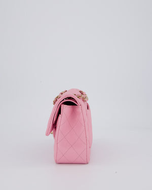 Chanel 23/P Bubblegum Pink Classic Small Double Flap Bag in Caviar Leather with Gold Hardware