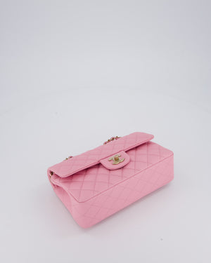 Chanel 23/P Bubblegum Pink Classic Small Double Flap Bag in Caviar Leather with Gold Hardware
