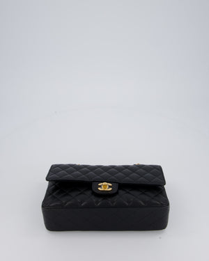 Chanel Black Classic Medium Double Flap Bag in Caviar Leather with Gold Hardware