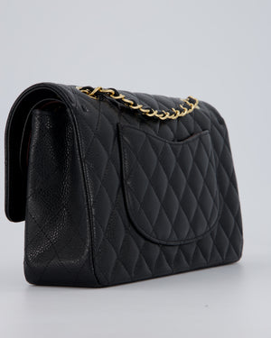 Chanel Black Classic Medium Double Flap Bag in Caviar Leather with Gold Hardware