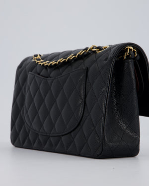 Chanel Black Classic Medium Double Flap Bag in Caviar Leather with Gold Hardware