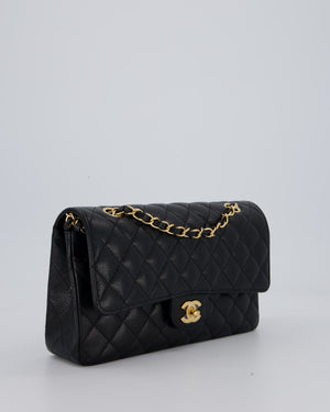 Chanel Black Classic Medium Double Flap Bag in Caviar Leather with Gold Hardware