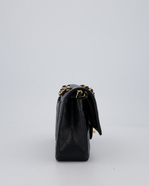 Chanel Black Classic Medium Double Flap Bag in Caviar Leather with Gold Hardware