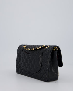Chanel Black Classic Medium Double Flap Bag in Caviar Leather with Gold Hardware