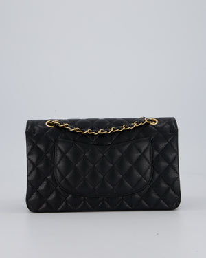 Chanel Black Classic Medium Double Flap Bag in Caviar Leather with Gold Hardware