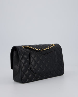 Chanel Black Classic Medium Double Flap Bag in Caviar Leather with Gold Hardware