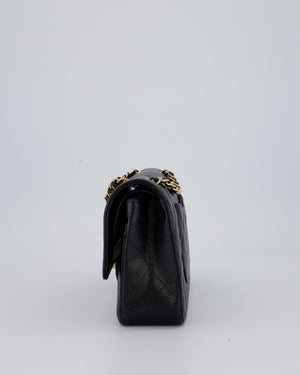 Chanel Black Classic Medium Double Flap Bag in Caviar Leather with Gold Hardware