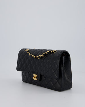 Chanel Black Classic Medium Double Flap Bag in Caviar Leather with Gold Hardware