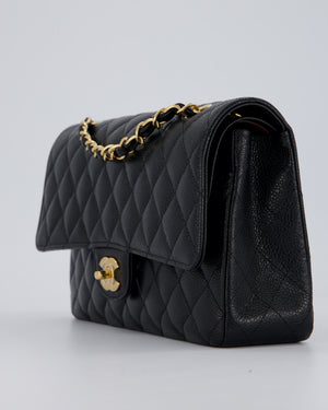 Chanel Black Classic Medium Double Flap Bag in Caviar Leather with Gold Hardware