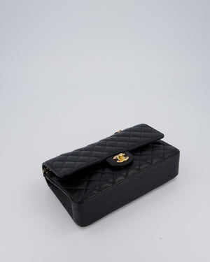 Chanel Black Classic Medium Double Flap Bag in Caviar Leather with Gold Hardware