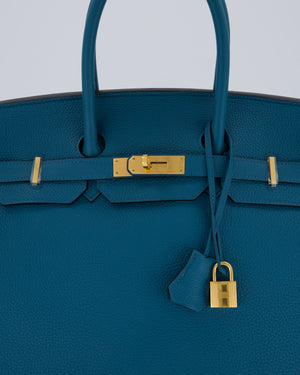 Hermès Birkin 35 Retourne Bag in Bleu Cobalt Togo Leather with Gold Hardware