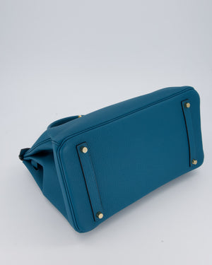 Hermès Birkin 35 Retourne Bag in Bleu Cobalt Togo Leather with Gold Hardware