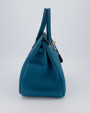 Hermès Birkin 35 Retourne Bag in Bleu Cobalt Togo Leather with Gold Hardware
