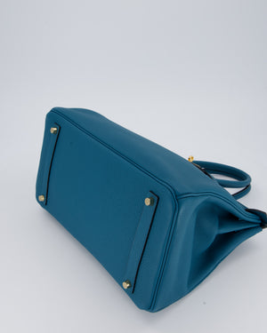 Hermès Birkin 35 Retourne Bag in Bleu Cobalt Togo Leather with Gold Hardware