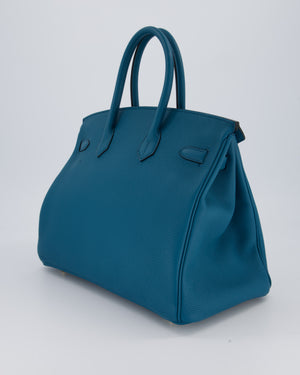 Hermès Birkin 35 Retourne Bag in Bleu Cobalt Togo Leather with Gold Hardware