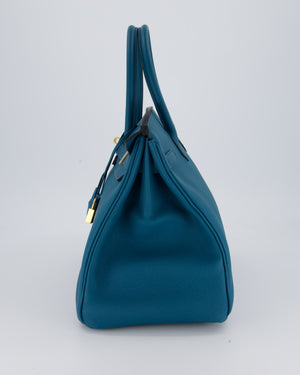Hermès Birkin 35 Retourne Bag in Bleu Cobalt Togo Leather with Gold Hardware