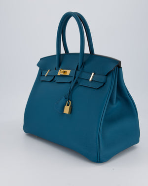 Hermès Birkin 35 Retourne Bag in Bleu Cobalt Togo Leather with Gold Hardware