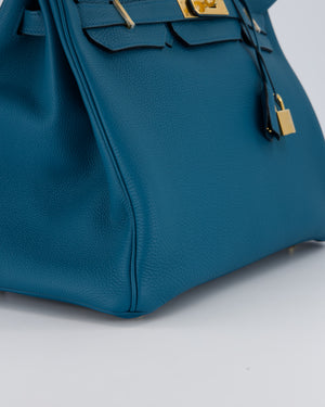 Hermès Birkin 35 Retourne Bag in Bleu Cobalt Togo Leather with Gold Hardware