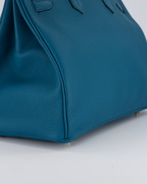 Hermès Birkin 35 Retourne Bag in Bleu Cobalt Togo Leather with Gold Hardware