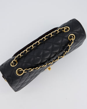 Chanel Black Classic Medium Double Flap Bag in Caviar Leather with Gold Hardware