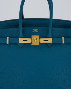 Hermès Birkin 35 Retourne Bag in Bleu Cobalt Togo Leather with Gold Hardware