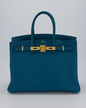 Hermès Birkin 35 Retourne Bag in Bleu Cobalt Togo Leather with Gold Hardware