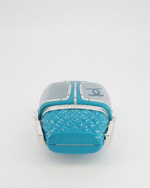 *COLLECTOR'S PIECE* Chanel FW19 Runway Blue Plexiglass Gondola Ski Lift Bag With Silver Hardware and Crystal Details