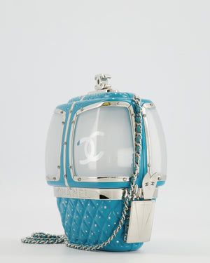 *COLLECTOR'S PIECE* Chanel FW19 Runway Blue Plexiglass Gondola Ski Lift Bag With Silver Hardware and Crystal Details