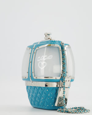 *COLLECTOR'S PIECE* Chanel FW19 Runway Blue Plexiglass Gondola Ski Lift Bag With Silver Hardware and Crystal Details