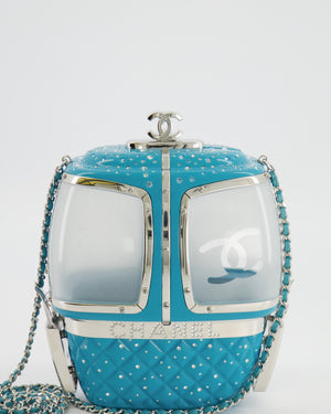 *COLLECTOR'S PIECE* Chanel FW19 Runway Blue Plexiglass Gondola Ski Lift Bag With Silver Hardware and Crystal Details
