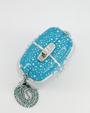 *COLLECTOR'S PIECE* Chanel FW19 Runway Blue Plexiglass Gondola Ski Lift Bag With Silver Hardware and Crystal Details