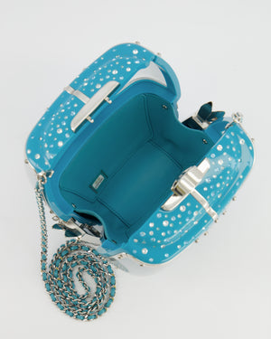 *COLLECTOR'S PIECE* Chanel FW19 Runway Blue Plexiglass Gondola Ski Lift Bag With Silver Hardware and Crystal Details