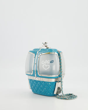 *COLLECTOR'S PIECE* Chanel FW19 Runway Blue Plexiglass Gondola Ski Lift Bag With Silver Hardware and Crystal Details