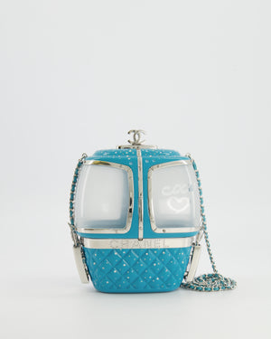 *COLLECTOR'S PIECE* Chanel FW19 Runway Blue Plexiglass Gondola Ski Lift Bag With Silver Hardware and Crystal Details
