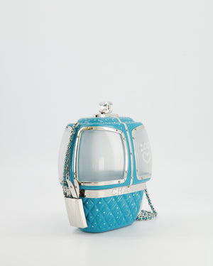 *COLLECTOR'S PIECE* Chanel FW19 Runway Blue Plexiglass Gondola Ski Lift Bag With Silver Hardware and Crystal Details