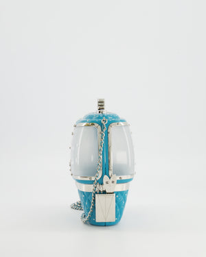 *COLLECTOR'S PIECE* Chanel FW19 Runway Blue Plexiglass Gondola Ski Lift Bag With Silver Hardware and Crystal Details