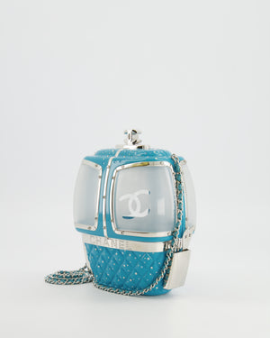 *COLLECTOR'S PIECE* Chanel FW19 Runway Blue Plexiglass Gondola Ski Lift Bag With Silver Hardware and Crystal Details