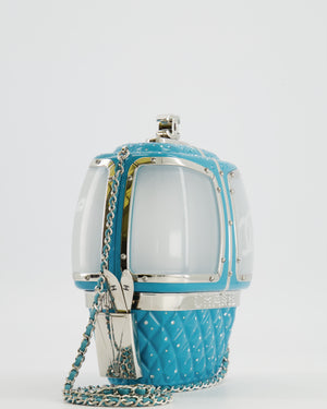 *COLLECTOR'S PIECE* Chanel FW19 Runway Blue Plexiglass Gondola Ski Lift Bag With Silver Hardware and Crystal Details