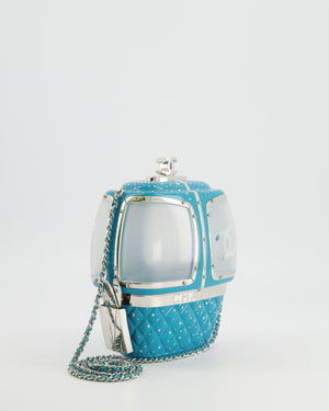 *COLLECTOR'S PIECE* Chanel FW19 Runway Blue Plexiglass Gondola Ski Lift Bag With Silver Hardware and Crystal Details