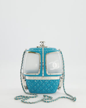 *COLLECTOR'S PIECE* Chanel FW19 Runway Blue Plexiglass Gondola Ski Lift Bag With Silver Hardware and Crystal Details